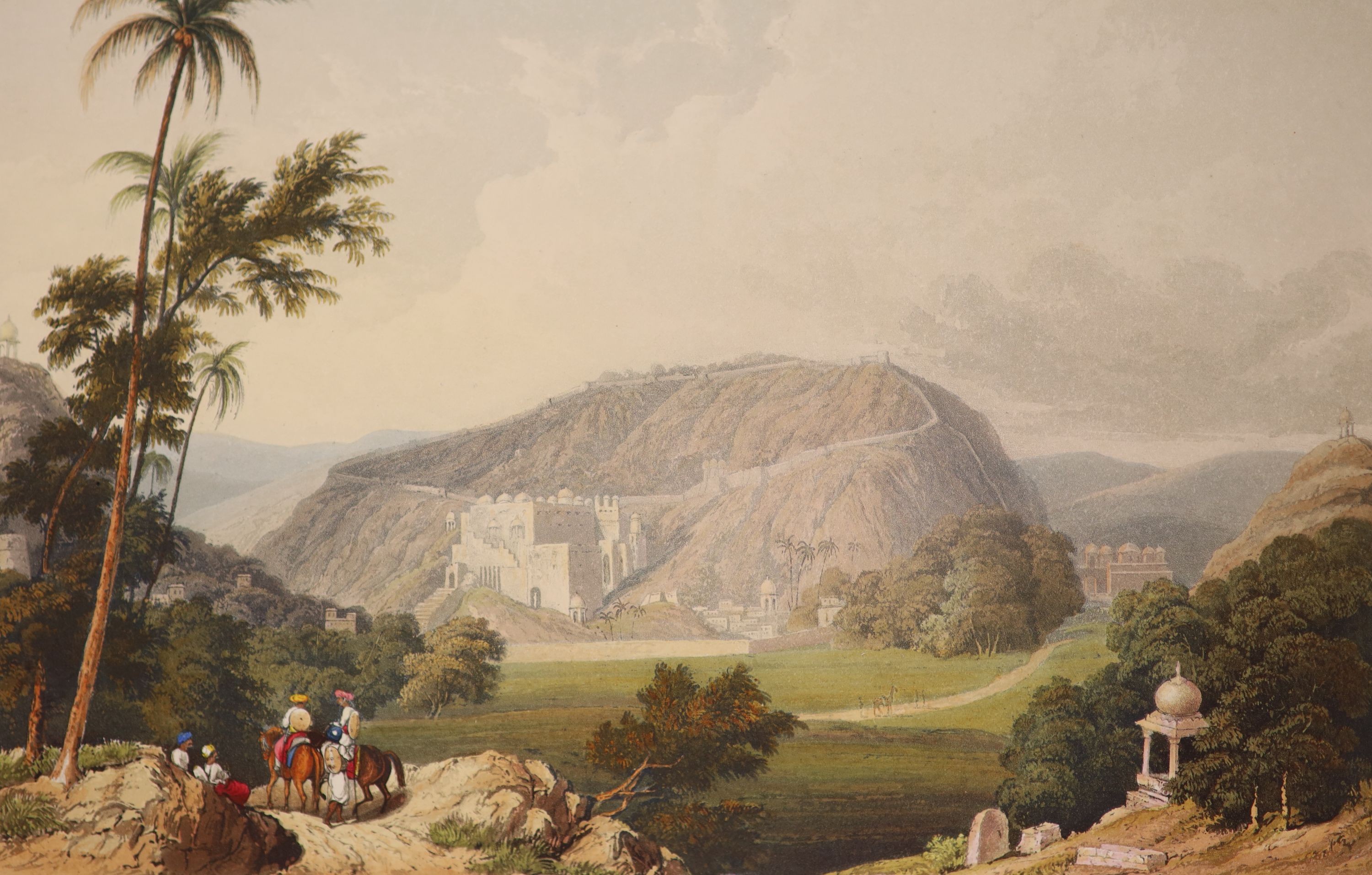 Grindlay, Captain Robert Melville - Scenery, Costumes and Architecture, Chiefly on the Western Side of India, large qto, half green morocco, hand-coloured engraved general title vignette and 36 hand-coloured plates after